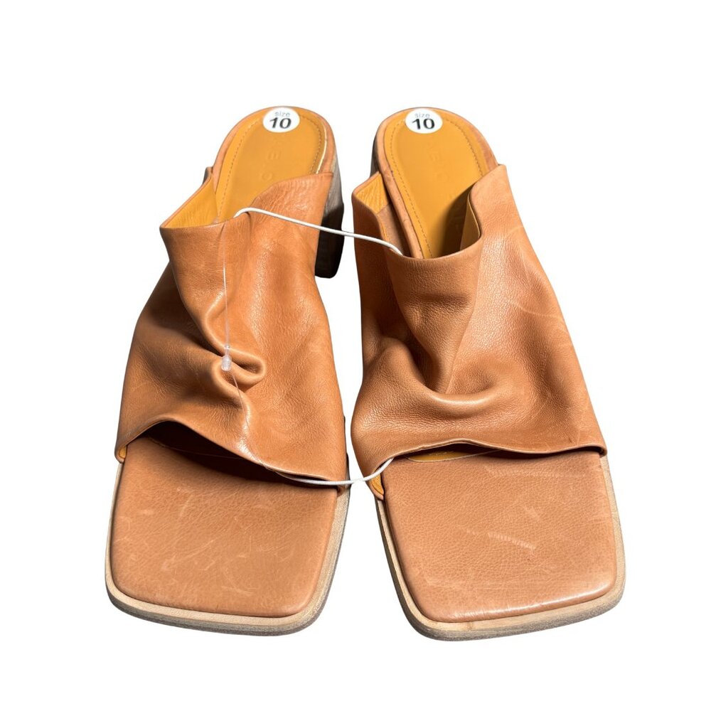 Fabio Rusconi Tan Leather Block Heel Mules – Women’s Size 41 (US 10)